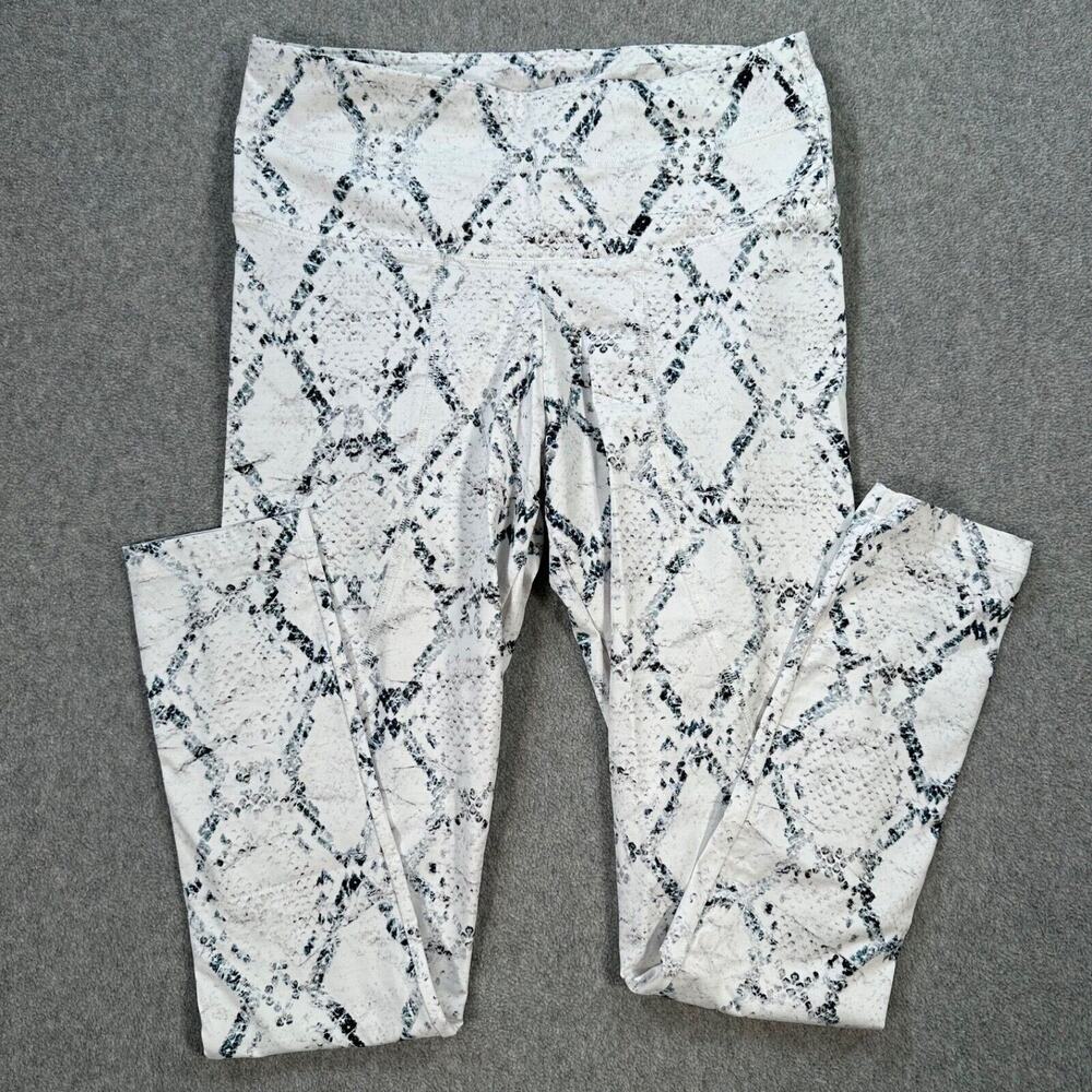 Varley Snake Print Pattern Leggings Cropped 25" Inseam Women's XS White